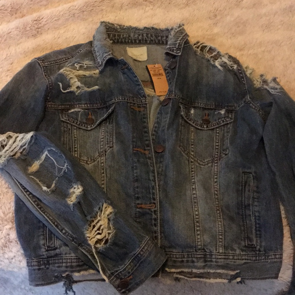 Distressed American eagle denim jacket